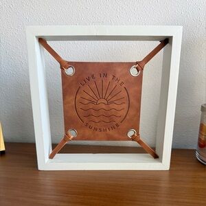 Brown Leather‎ Wall Art in White Frame
